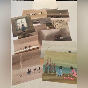 Vintage Original Roger Haas Watercolor Amish Postcard Art with Envelopes Lot